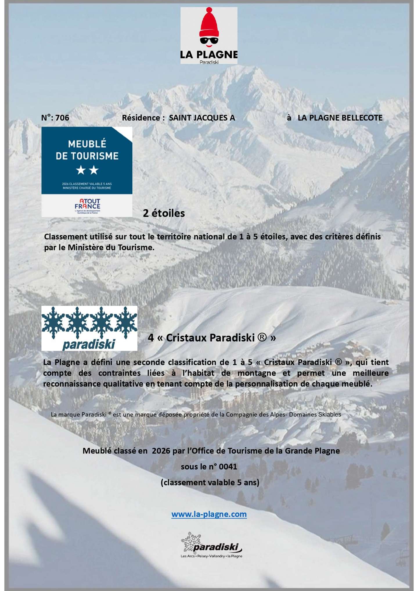 Résidence St Jacques - Plagne Bellecôte - 4 personnes - ref MBC-STJ-706A - 14