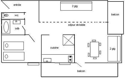 2 Pièces divisible 6 pers - LES AOLLETS - PLAGNE VILLAGES - ref 206AO - 2