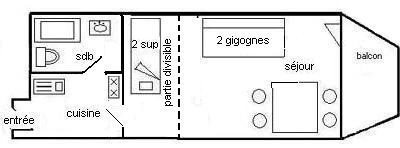 Studio divisible 4 pers - LE PLEIN SUD- PLAGNE CENTRE - ref 027PL - 2