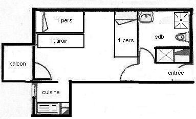 Studio 2/3 pers - LES HAMEAUX 1 - PLAGNE VILLAGES - ref 244H1 - 2