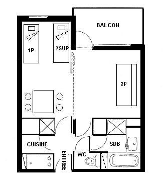 Studio divisible 4/5 pers - LE SAPPORO - PLAGNE VILLAGES - ref A3SA - 2