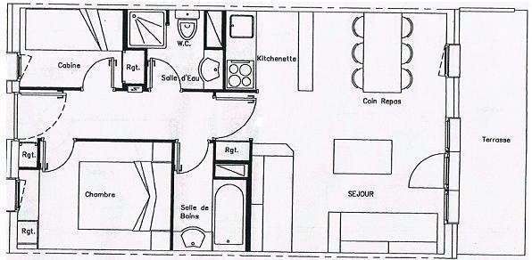 2 roomed + cabin apt, 5/6 people, on the pistes - ref 001MSA - 2