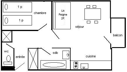 2 Pièces 4 Personnes - LES HAMEAUX 1 - PLAGNE VILLAGES - ref 348H1 - 8