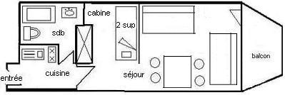 Studio 3/4 pers. 4 couchages PLAGNE AIME 2000 - ref H49A2 - 2