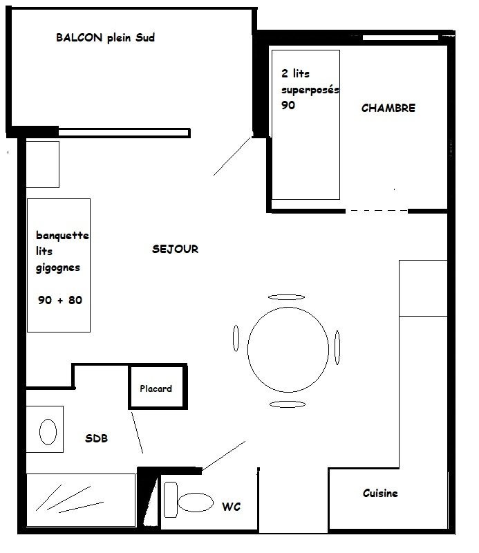 Studio + cabine 4/5 pers - LE SQUAW VALLEY - 042SQ -PLAGNE VILLAGES - ref 042SQ - 10