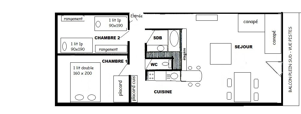 3 pièces 4/5 couchages, Plagne Centre , WIFI, Très bon confort -avec 1 parking souterrain - ref 123ND - 12