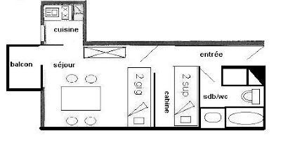 Studio 3/4 pers - LES HAMEAUX 1 - 116H1 -PLAGNE VILLAGES - ref 116H1 - 12