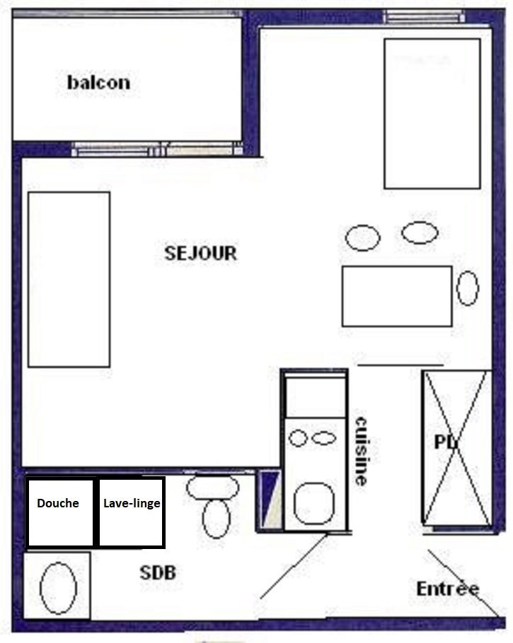 Studio 3/4 pers -LES GENTIANES - PLAGNE VILLAGES - ref E43GE - 7