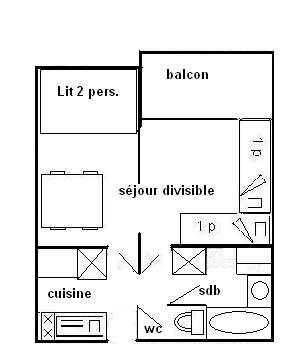 Studio divisible 4 pers - LE SQAUW VALLEY - PLAGNE VILLAGES - ref 016SQ - 5