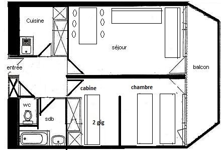 2 Pièces cabine 5 pers - LE FRANCE - PLAGNE CENTRE - bon confort - ref 833FR - 11